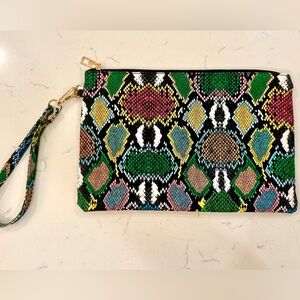 Multicolor Snake Print Clutch